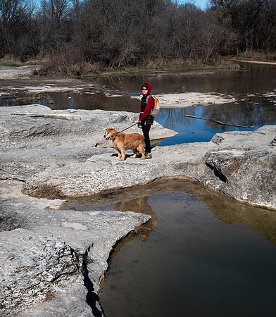 Karen and Lexi at Mckinney Falls SP TX  / Onion Creek