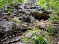 Rock shelter on River trail Colorado Bend SP TX