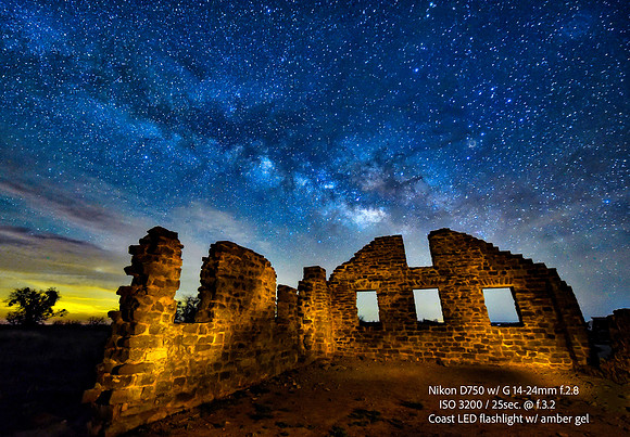 Milky Way over Sutler Store Fort Griffin
