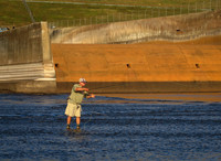 Fly angler at Texoma Dam
