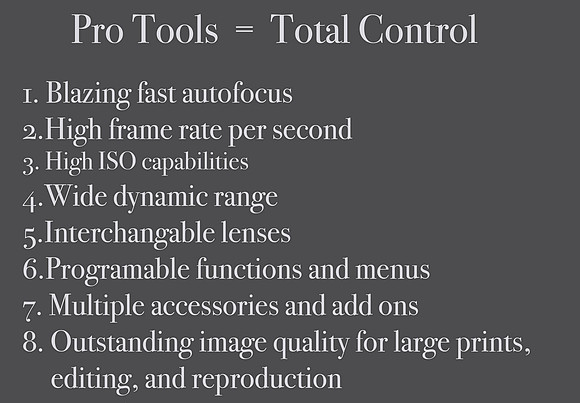 DSLR,s and Mirrorless Features