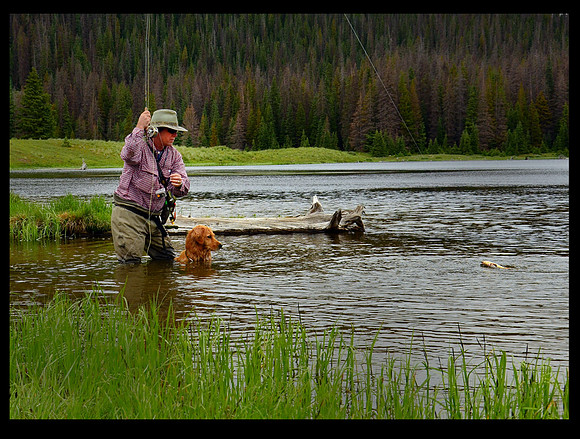 Mark & Lexi land a Cutthroat at Poage Lake CO