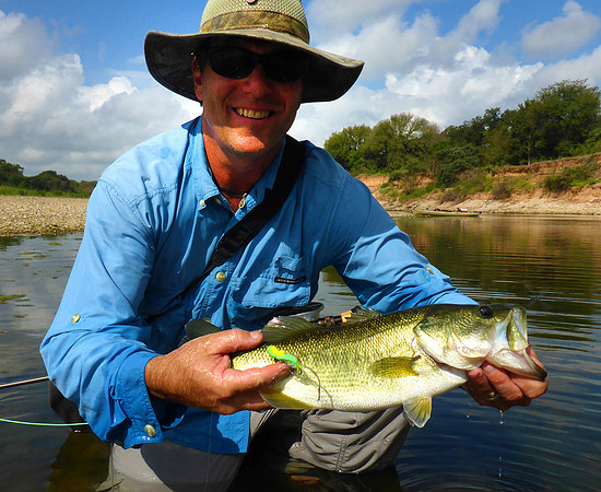 Mark w/ Largemouth Bass on Gurgler Fly Brazos River