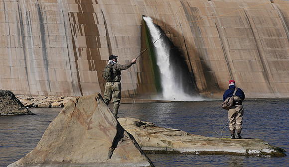 Fly angler's below the Morris Sheppard Dam Brazos River TX